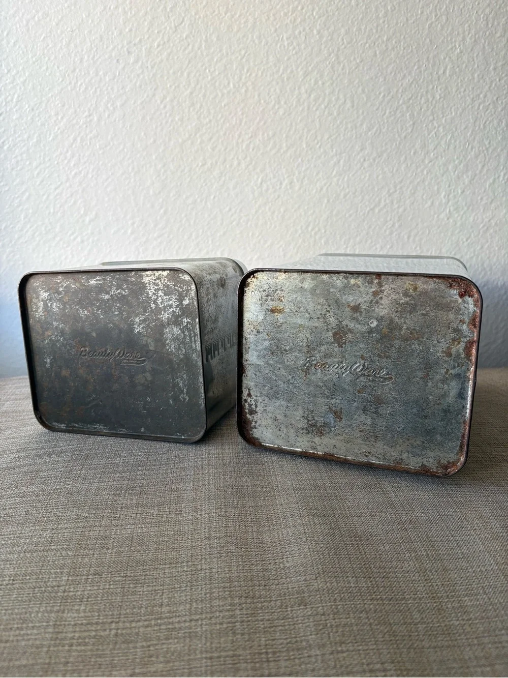 Vintage Beauty Ware Stainless Steel Flour & Coffee Canisters Set Stackable VTG